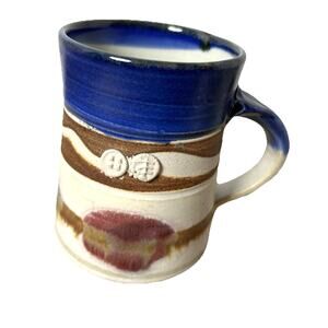 Signed Joe Frank McKee Stoneware Mug 8oz Studio Art Pottery Abstract Southwest